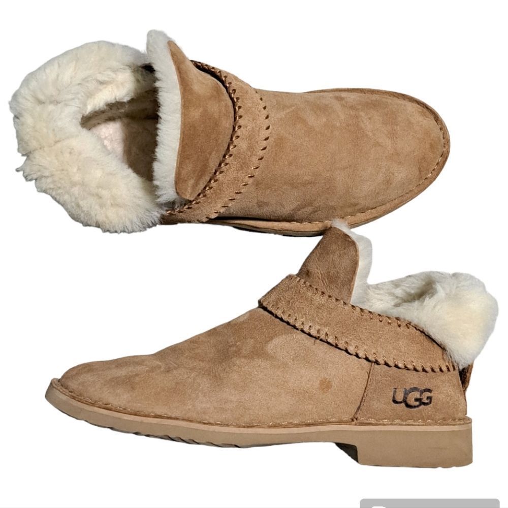 UGG Mckay Chestnut Suede Sheepskin Ankle Mini Boots Bootie Size 8
